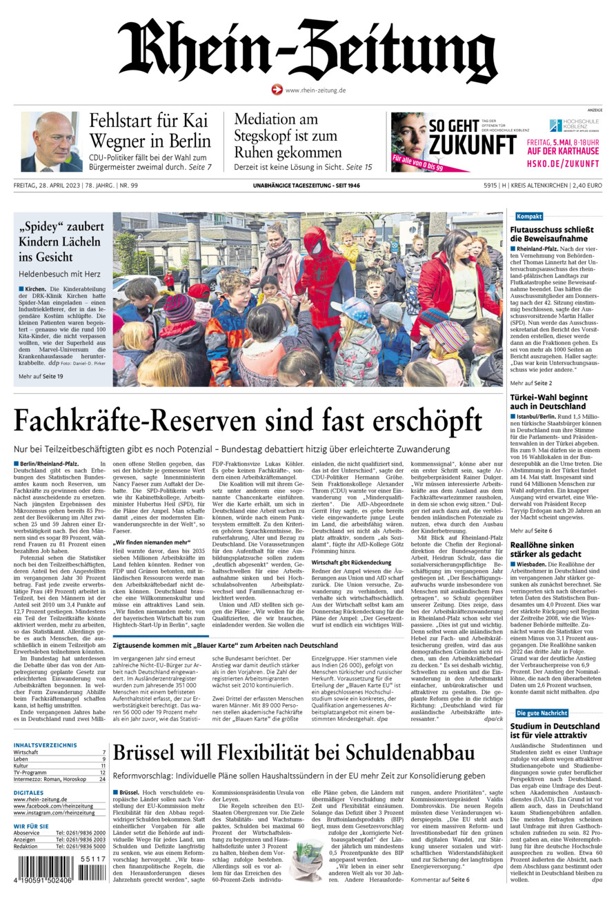 Rhein-Zeitung Kreis Altenkirchen vom Freitag, 28.04.2023