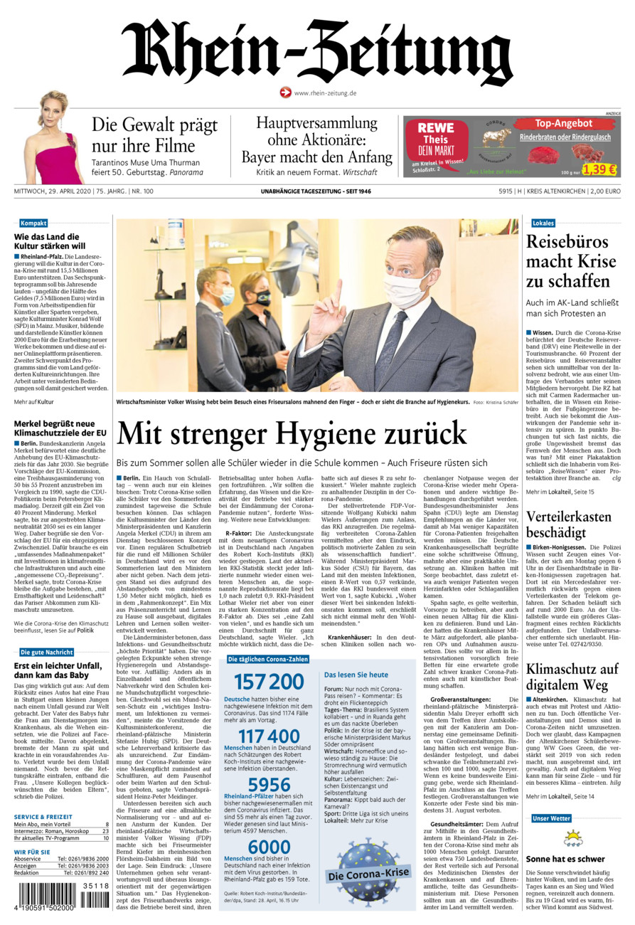 Rhein-Zeitung Kreis Altenkirchen vom Mittwoch, 29.04.2020