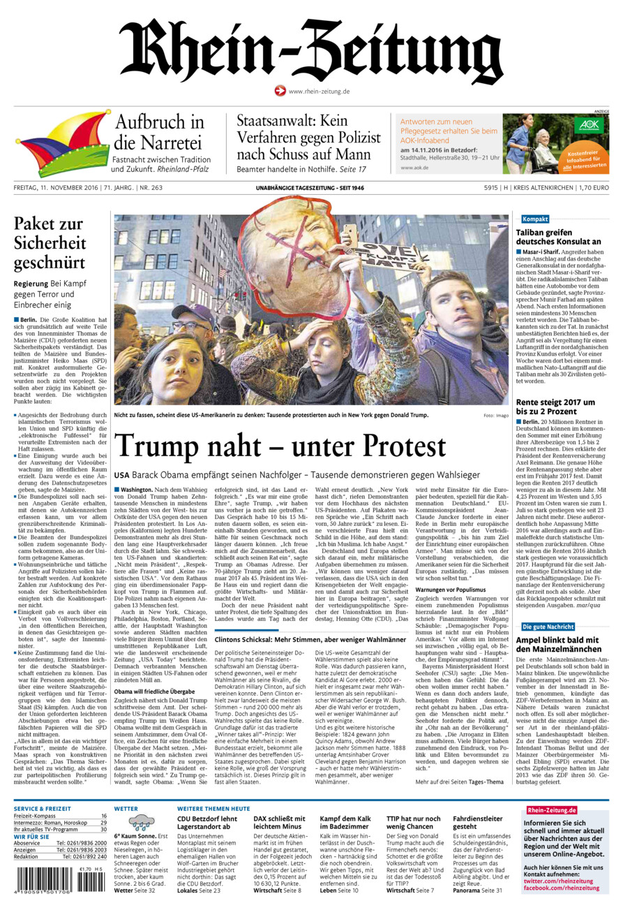 Rhein-Zeitung Kreis Altenkirchen vom Freitag, 11.11.2016