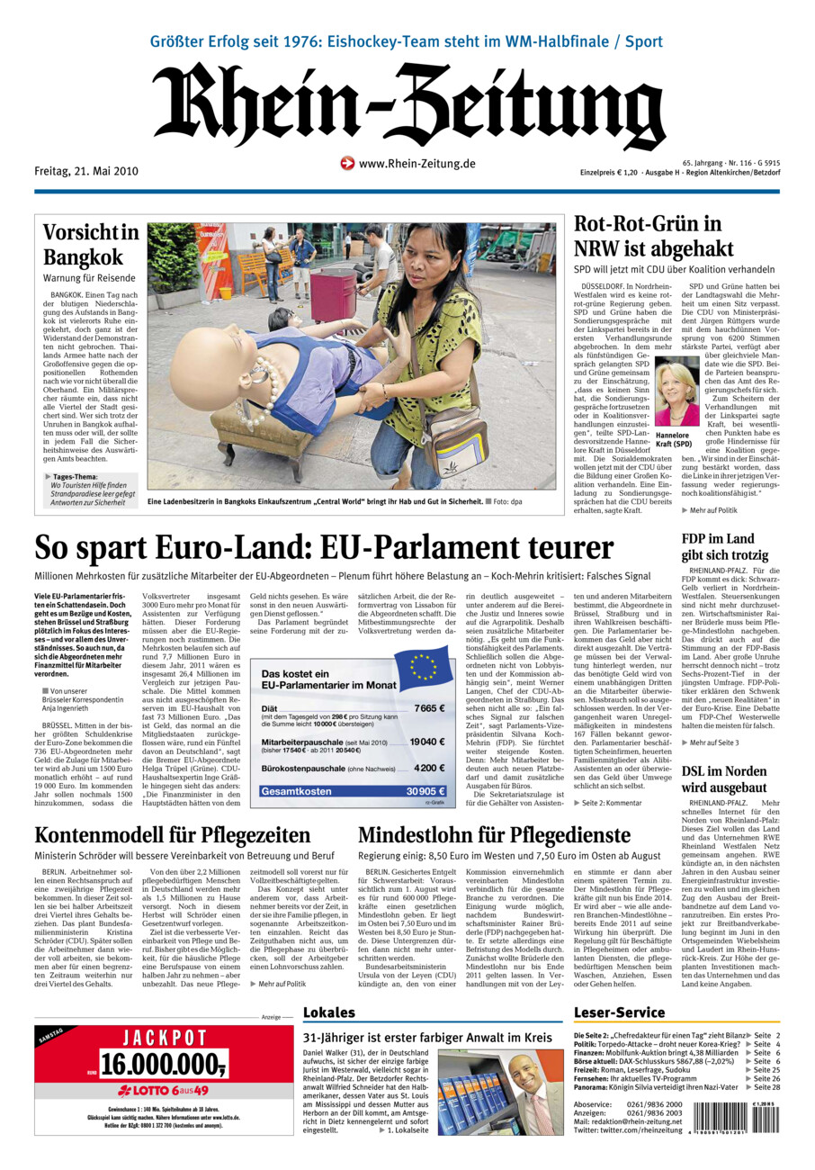 Rhein-Zeitung Kreis Altenkirchen vom Freitag, 21.05.2010