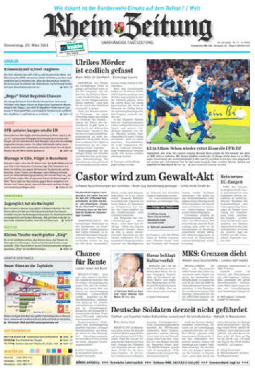 Rhein-Zeitung Kreis Altenkirchen vom Donnerstag, 29.03.2001