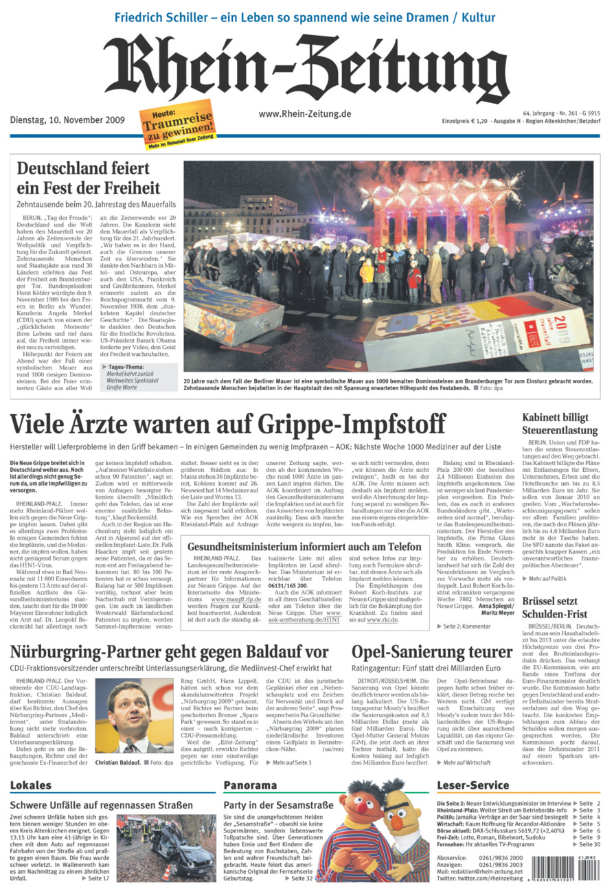 Rhein-Zeitung Kreis Altenkirchen vom Dienstag, 10.11.2009