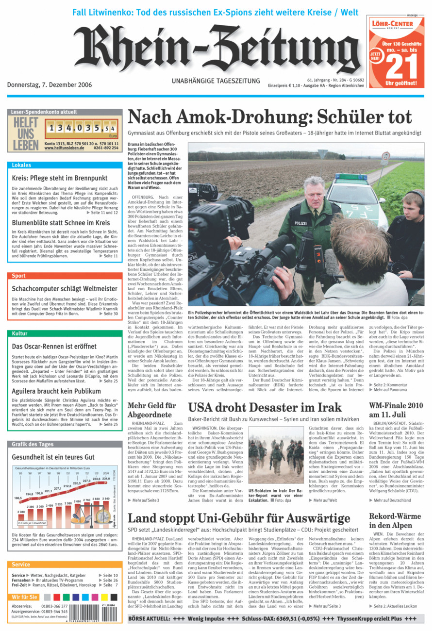 Rhein-Zeitung Kreis Altenkirchen vom Donnerstag, 07.12.2006