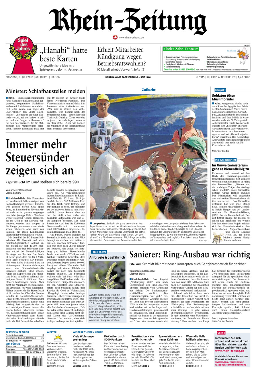 Rhein-Zeitung Kreis Altenkirchen vom Dienstag, 09.07.2013