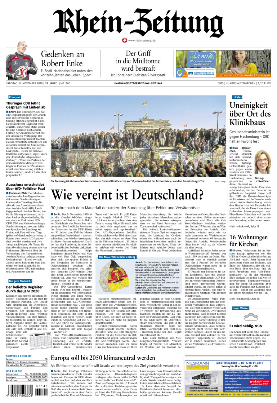 Rhein-Zeitung Kreis Altenkirchen vom Samstag, 09.11.2019