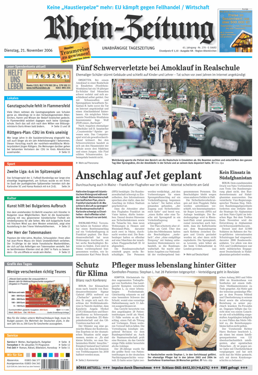 Rhein-Zeitung Kreis Altenkirchen vom Dienstag, 21.11.2006