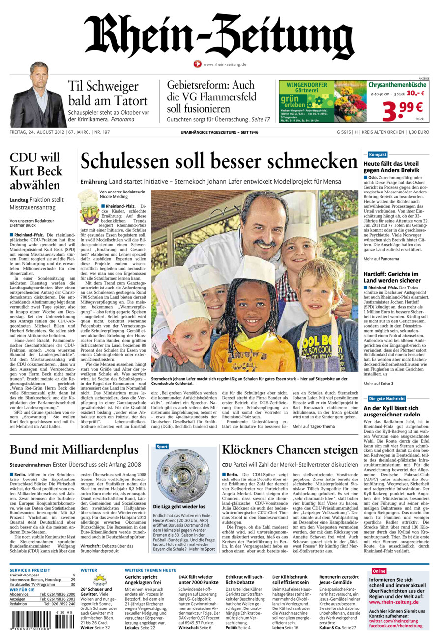 Rhein-Zeitung Kreis Altenkirchen vom Freitag, 24.08.2012