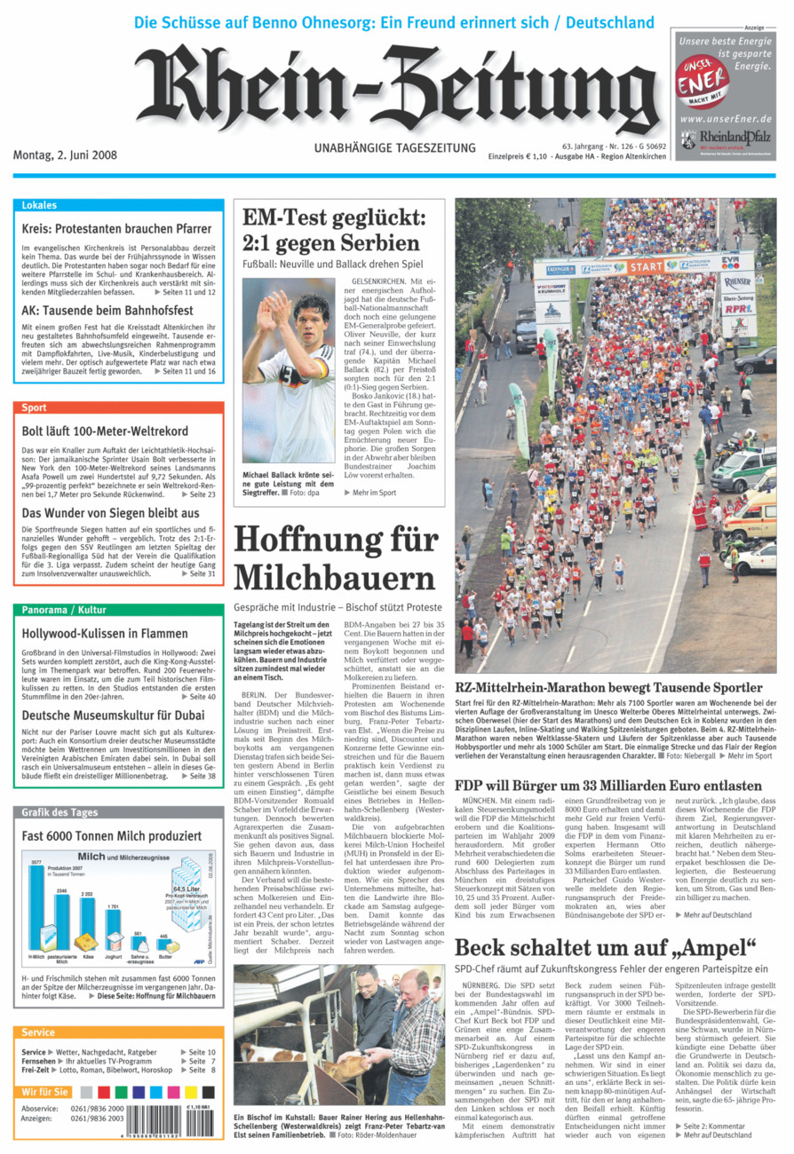 Rhein-Zeitung Kreis Altenkirchen vom Montag, 02.06.2008