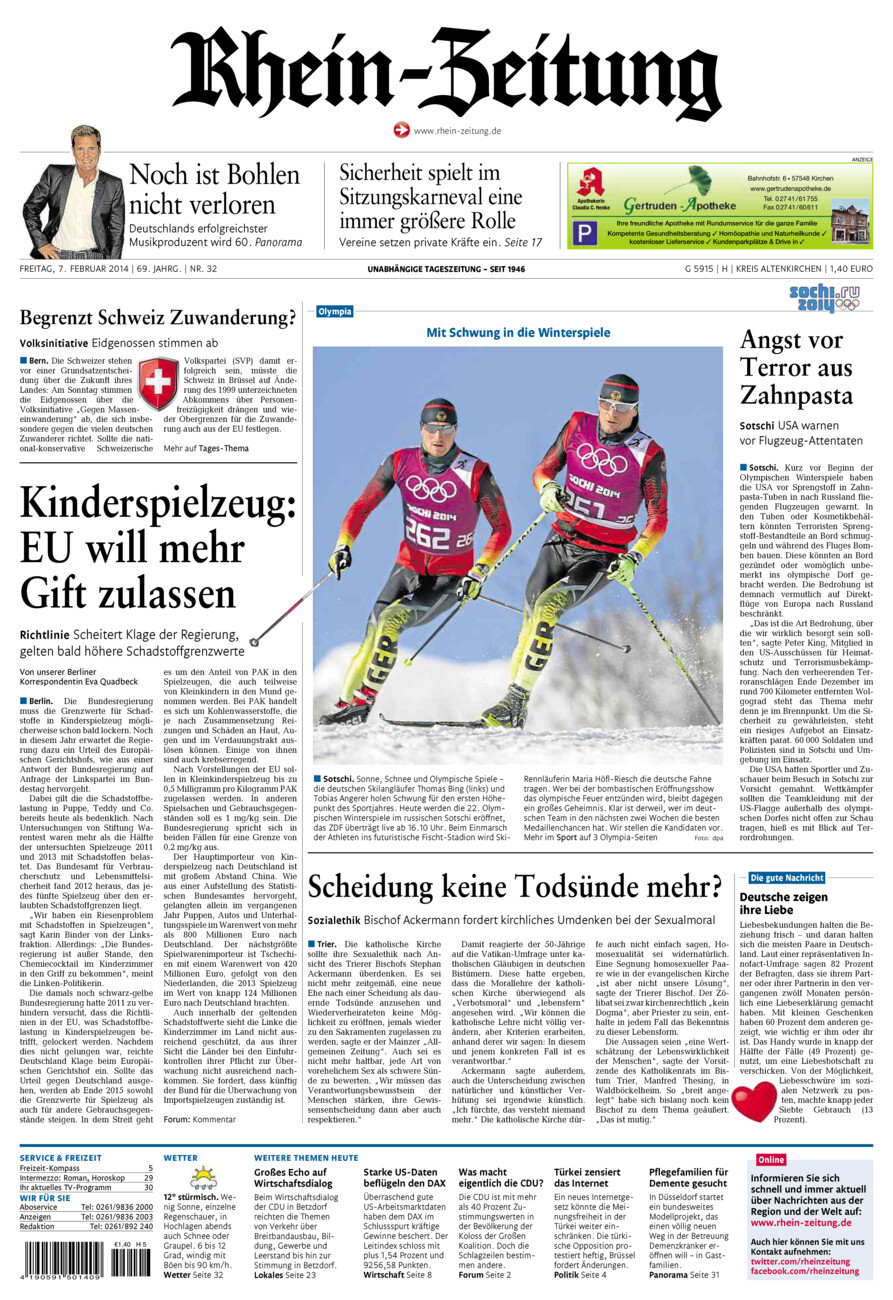 Rhein-Zeitung Kreis Altenkirchen vom Freitag, 07.02.2014