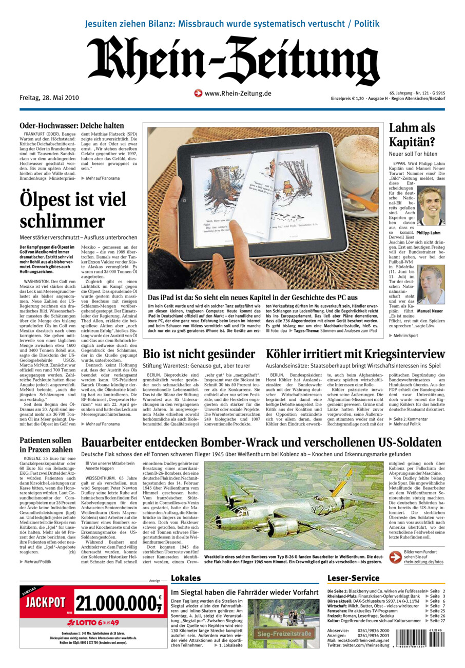 Rhein-Zeitung Kreis Altenkirchen vom Freitag, 28.05.2010