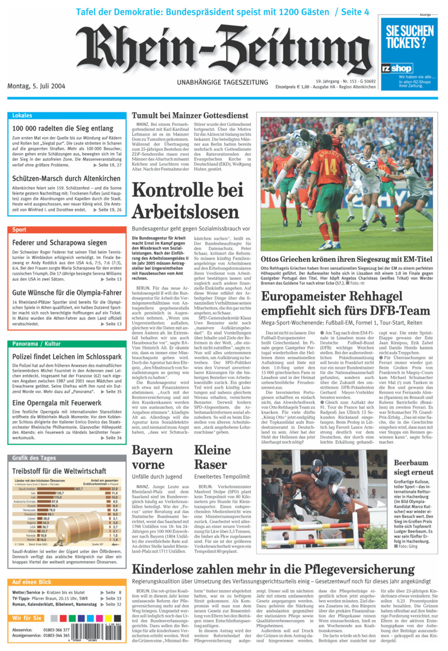 Rhein-Zeitung Kreis Altenkirchen vom Montag, 05.07.2004