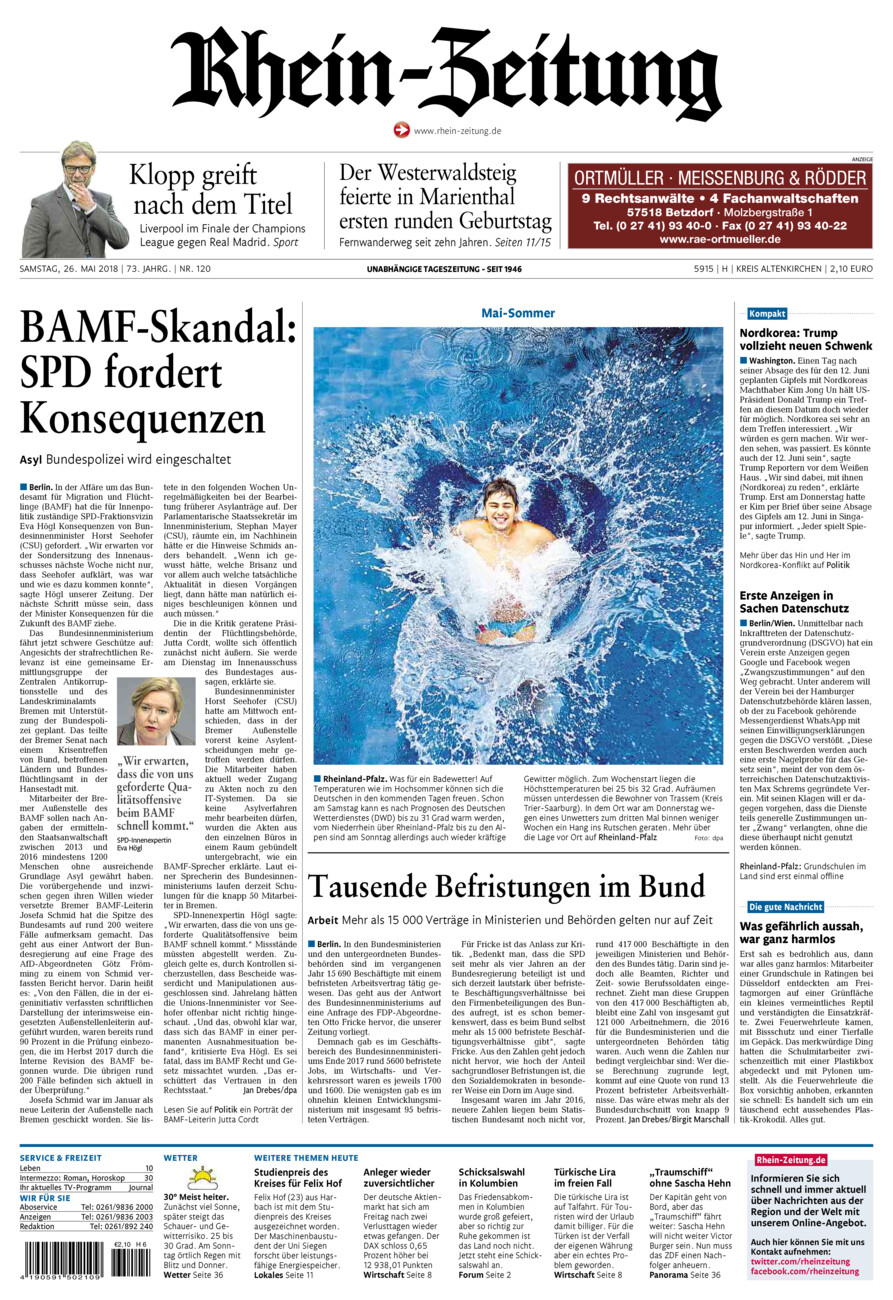 Rhein-Zeitung Kreis Altenkirchen vom Samstag, 26.05.2018