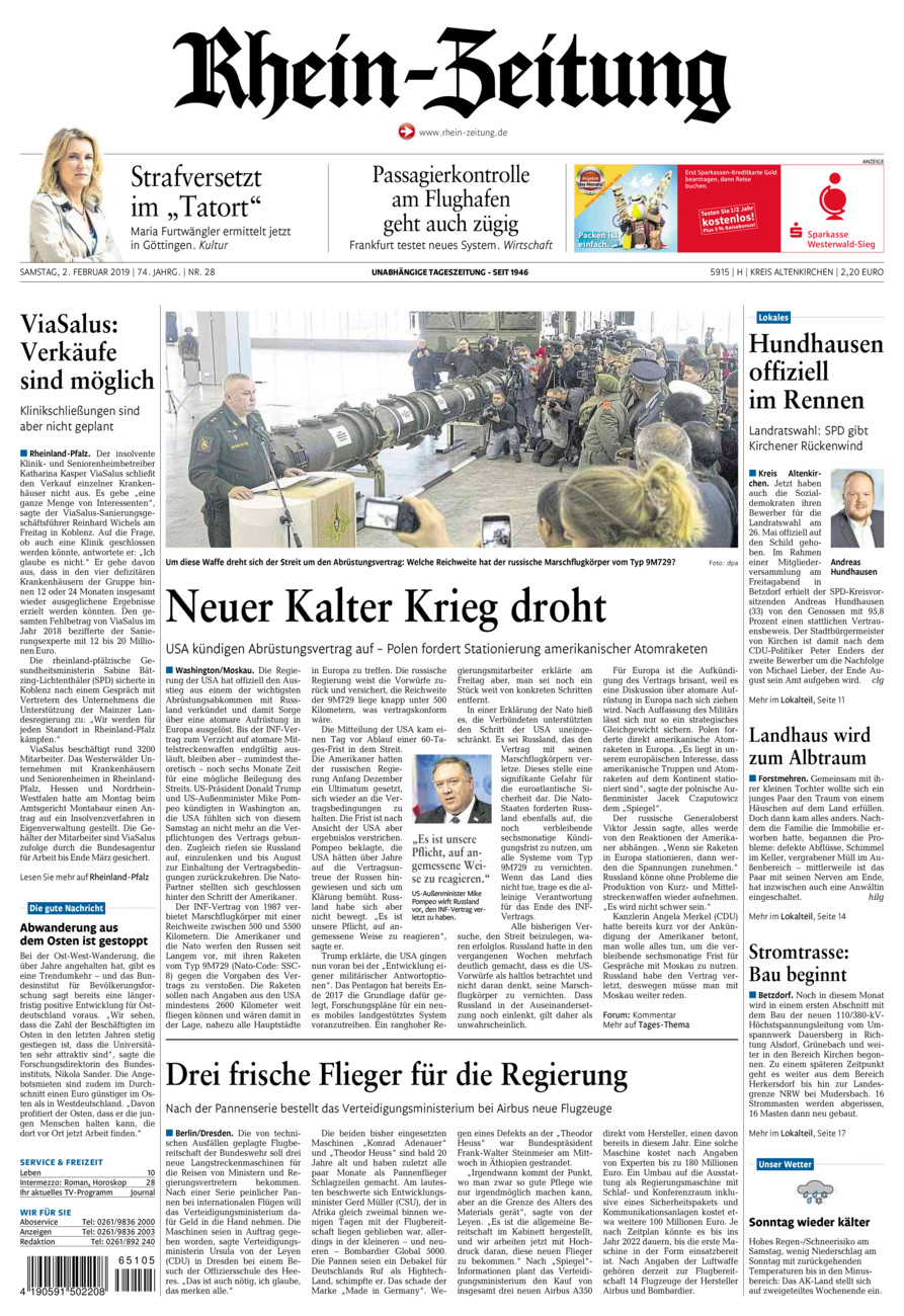 Rhein-Zeitung Kreis Altenkirchen vom Samstag, 02.02.2019