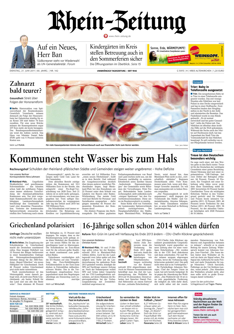 Rhein-Zeitung Kreis Altenkirchen vom Dienstag, 21.06.2011
