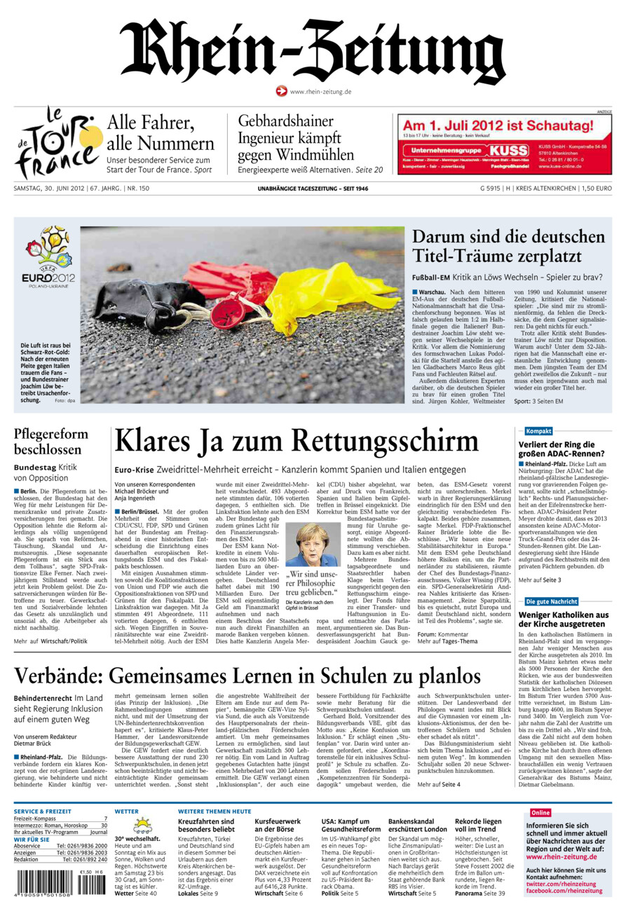 Rhein-Zeitung Kreis Altenkirchen vom Samstag, 30.06.2012