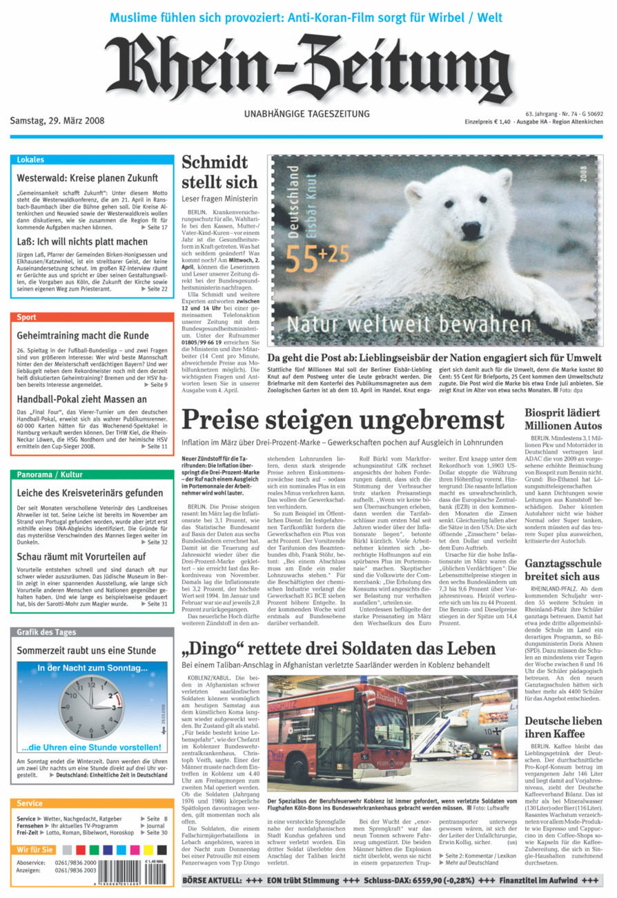 Rhein-Zeitung Kreis Altenkirchen vom Samstag, 29.03.2008