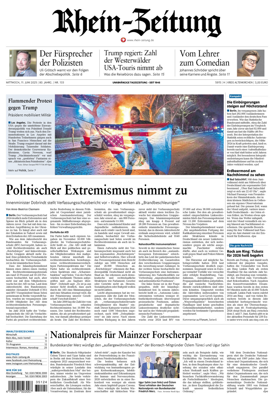 Rhein-Zeitung Kreis Altenkirchen vom Mittwoch, 11.06.2025