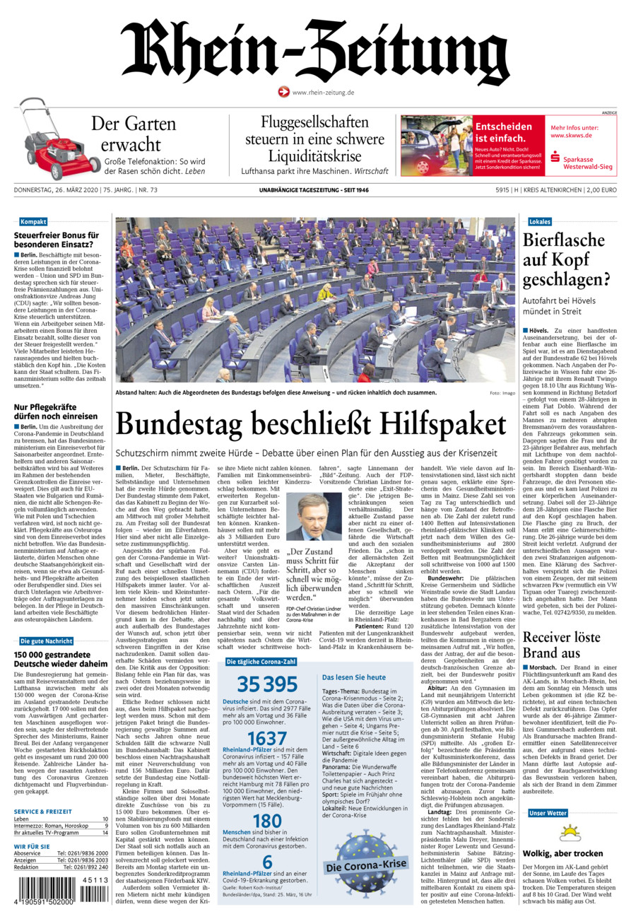 Rhein-Zeitung Kreis Altenkirchen vom Donnerstag, 26.03.2020