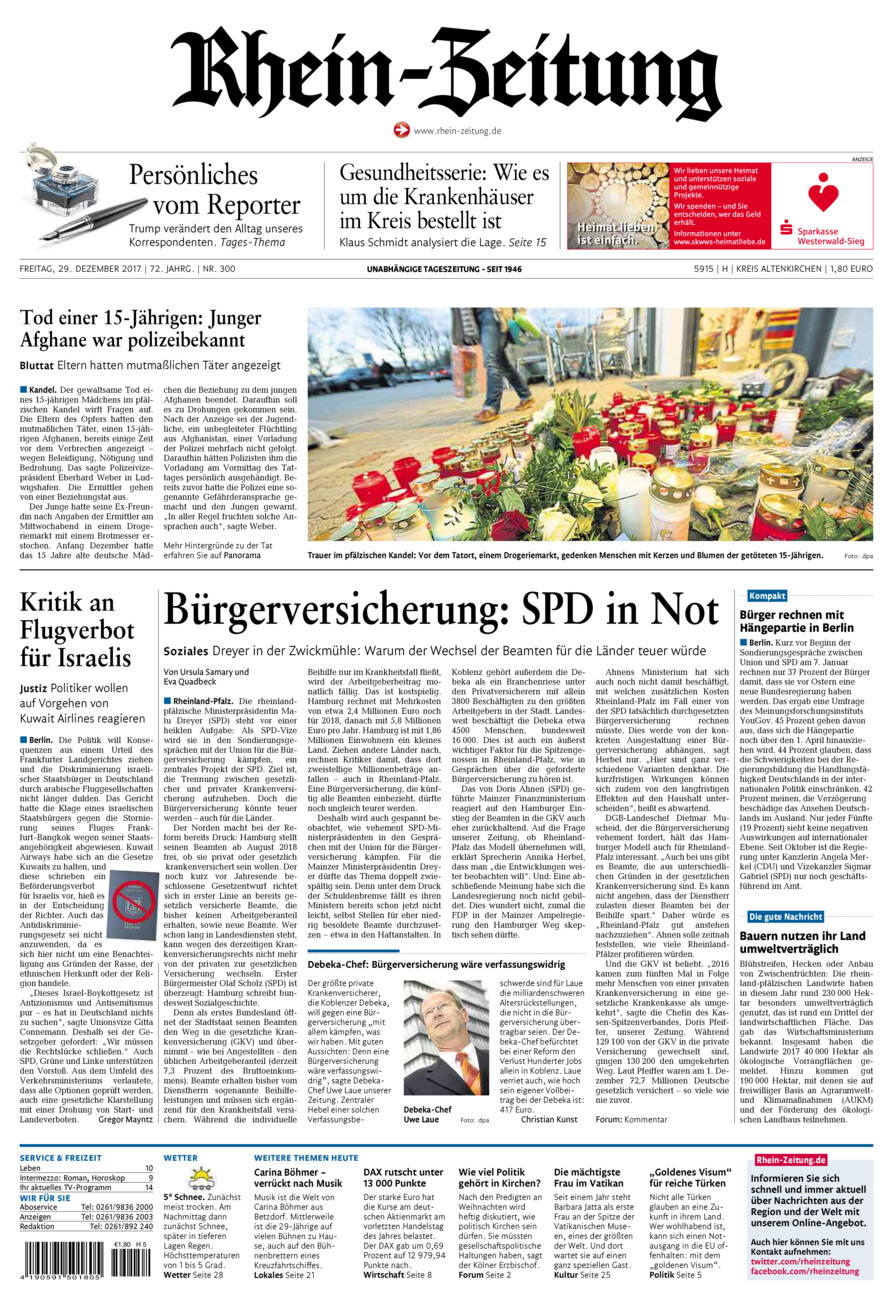 Rhein-Zeitung Kreis Altenkirchen vom Freitag, 29.12.2017