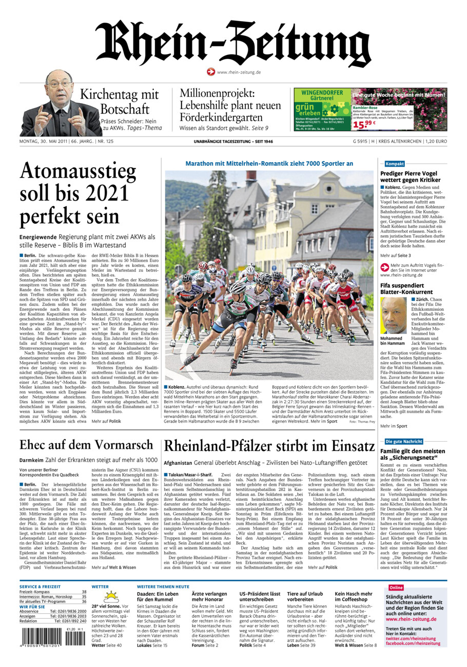 Rhein-Zeitung Kreis Altenkirchen vom Montag, 30.05.2011