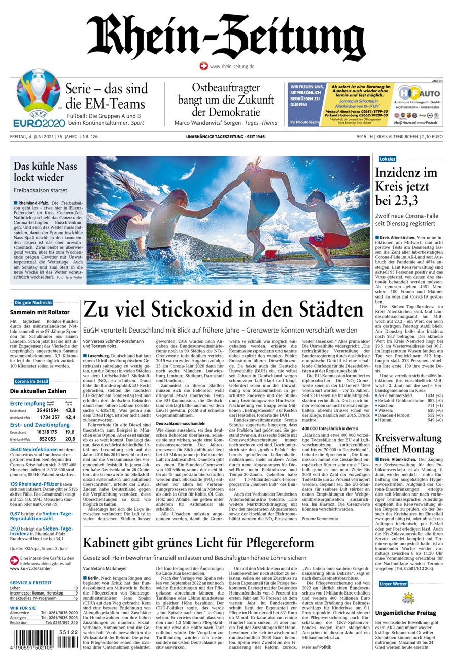 Rhein-Zeitung Kreis Altenkirchen vom Freitag, 04.06.2021