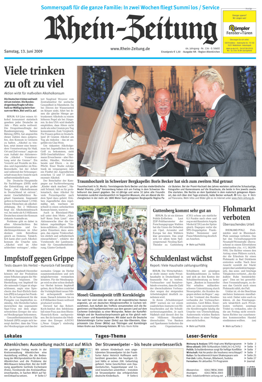 Rhein-Zeitung Kreis Altenkirchen vom Samstag, 13.06.2009