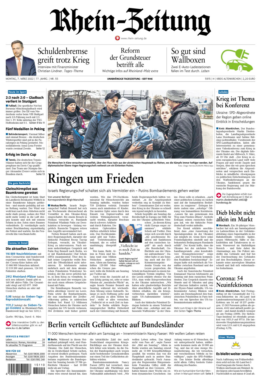 Rhein-Zeitung Kreis Altenkirchen vom Montag, 07.03.2022