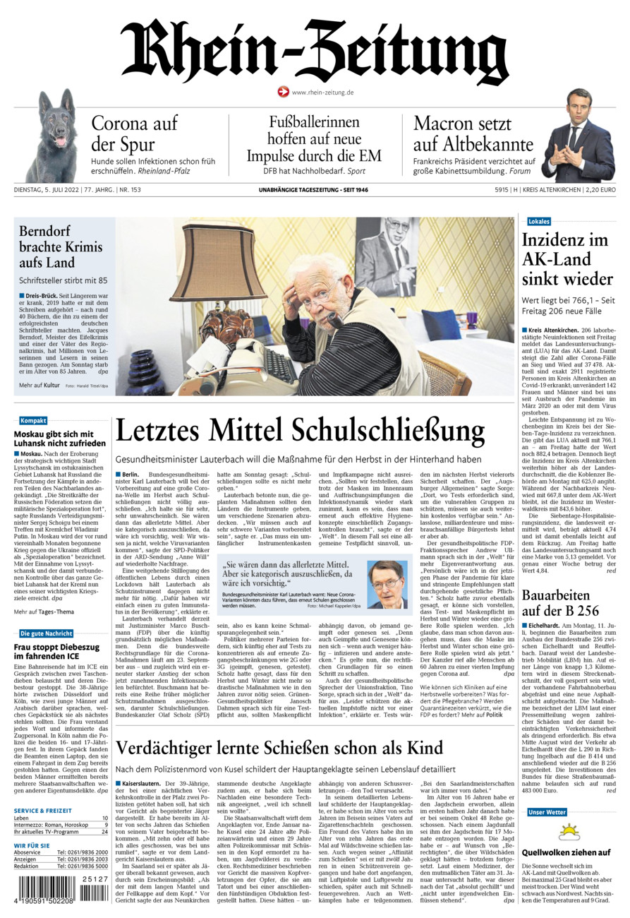 Rhein-Zeitung Kreis Altenkirchen vom Dienstag, 05.07.2022