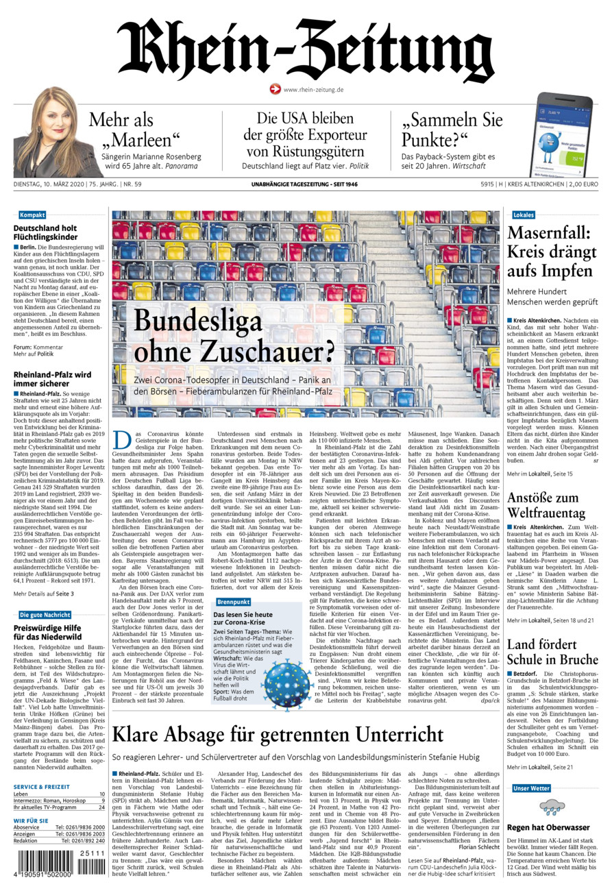 Rhein-Zeitung Kreis Altenkirchen vom Dienstag, 10.03.2020