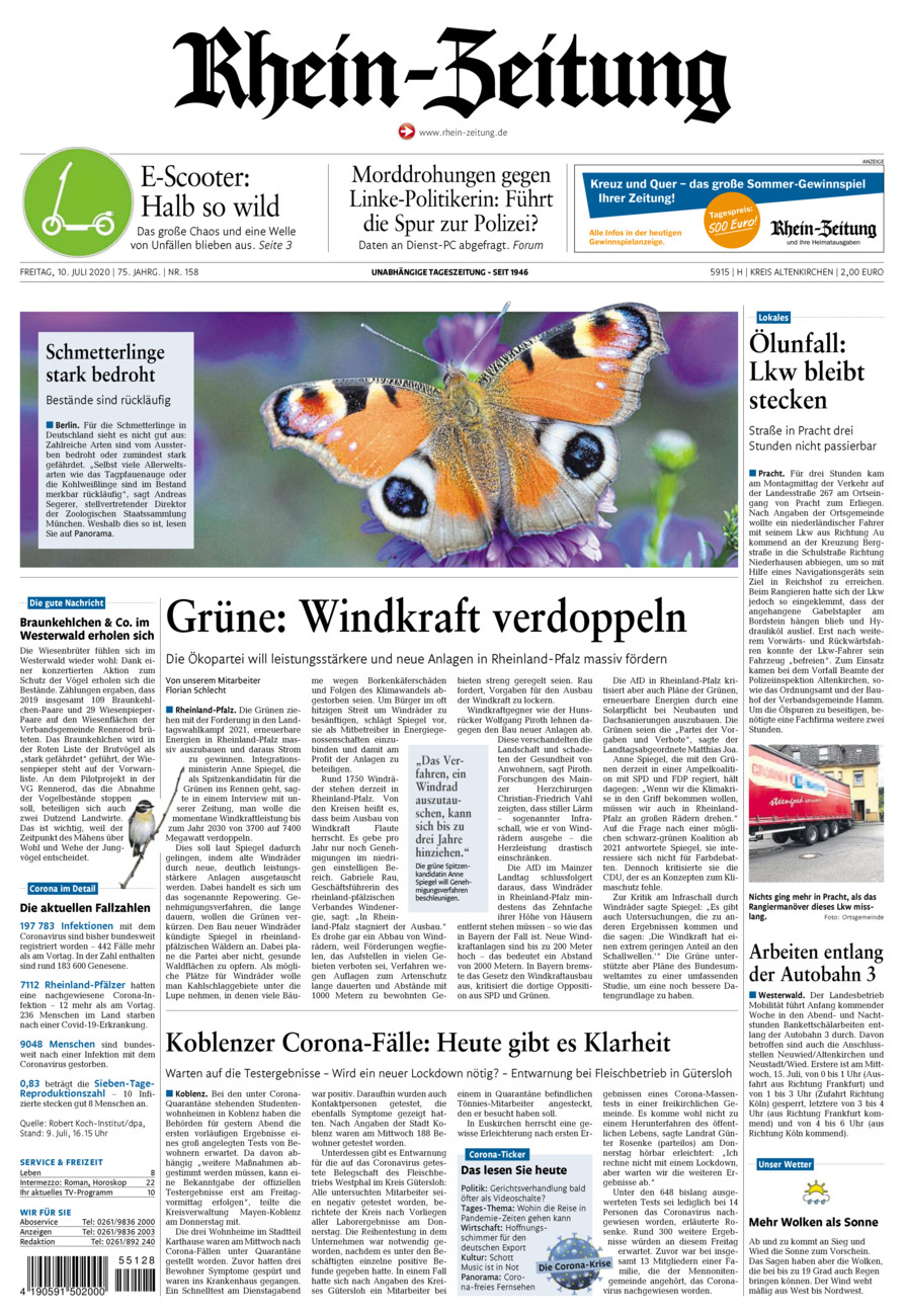 Rhein-Zeitung Kreis Altenkirchen vom Freitag, 10.07.2020