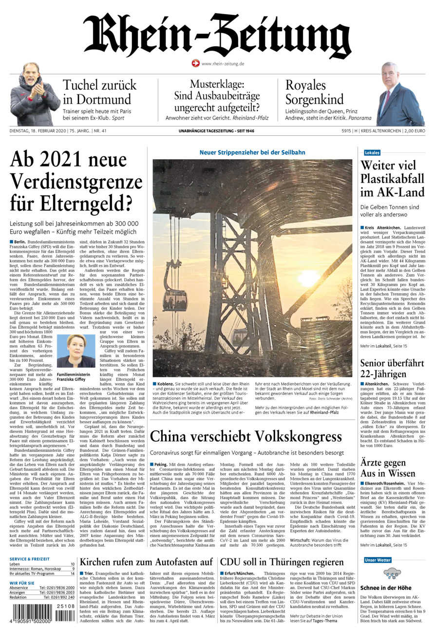Rhein-Zeitung Kreis Altenkirchen vom Dienstag, 18.02.2020