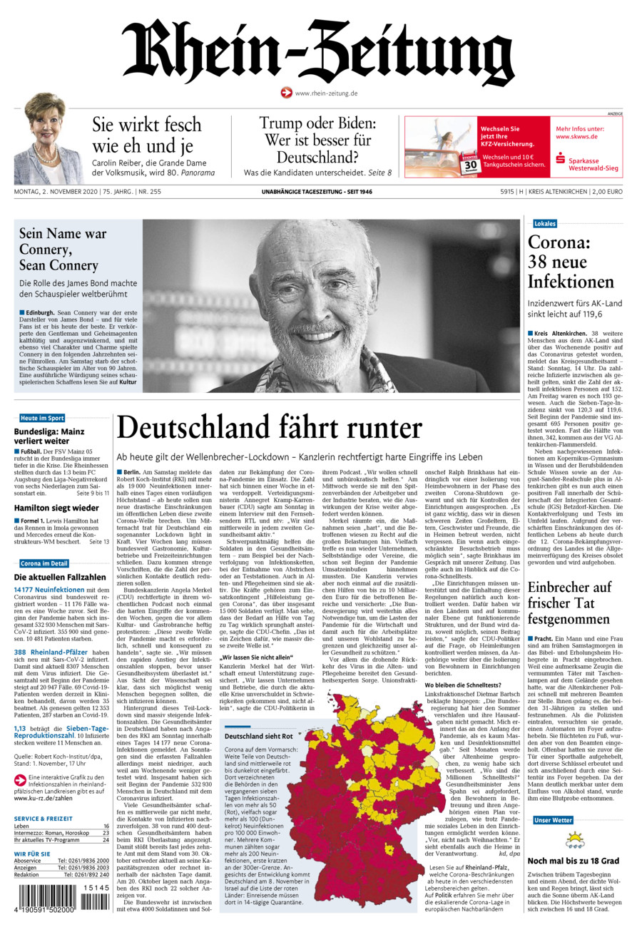 Rhein-Zeitung Kreis Altenkirchen vom Montag, 02.11.2020