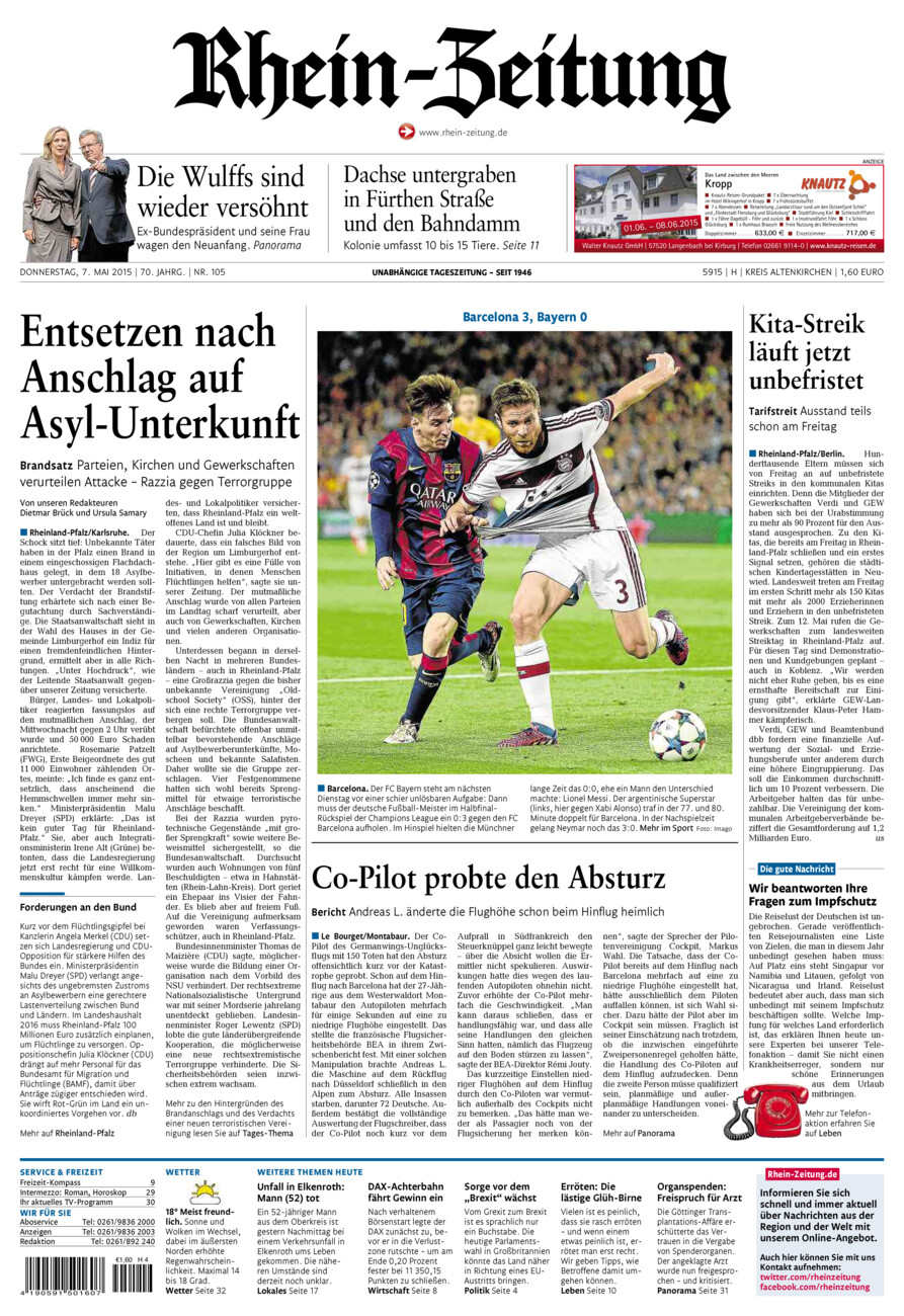 Rhein-Zeitung Kreis Altenkirchen vom Donnerstag, 07.05.2015