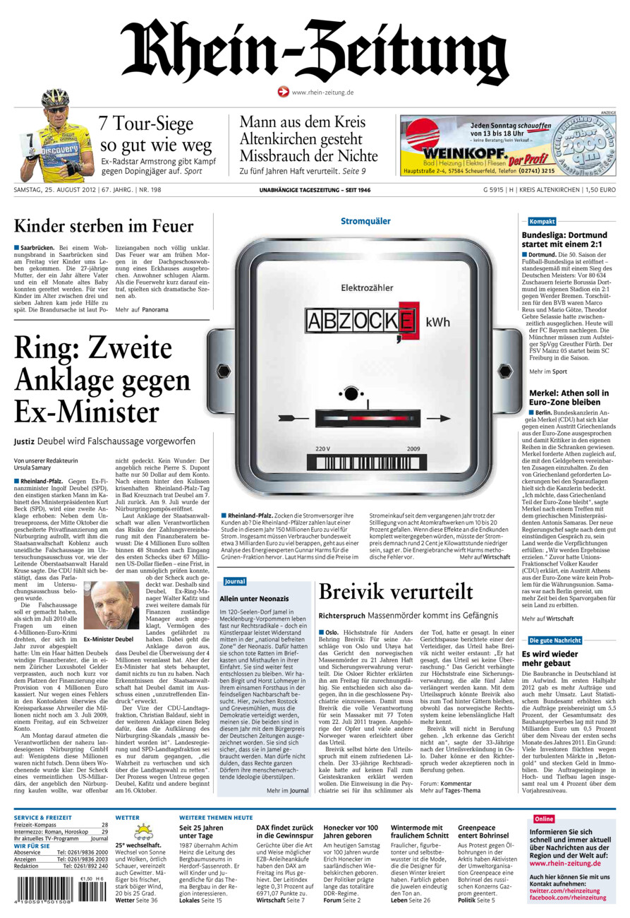 Rhein-Zeitung Kreis Altenkirchen vom Samstag, 25.08.2012