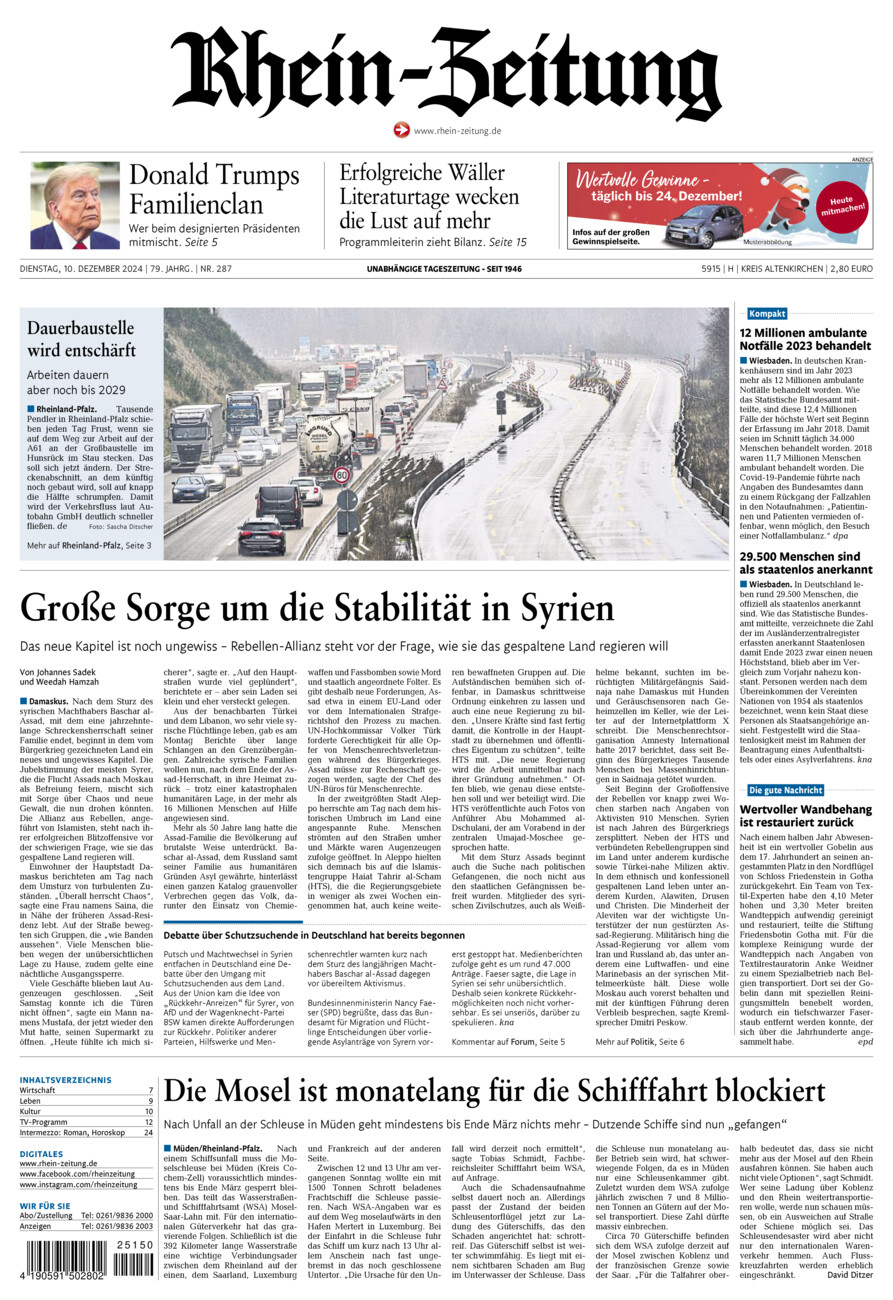 Rhein-Zeitung Kreis Altenkirchen vom Dienstag, 10.12.2024