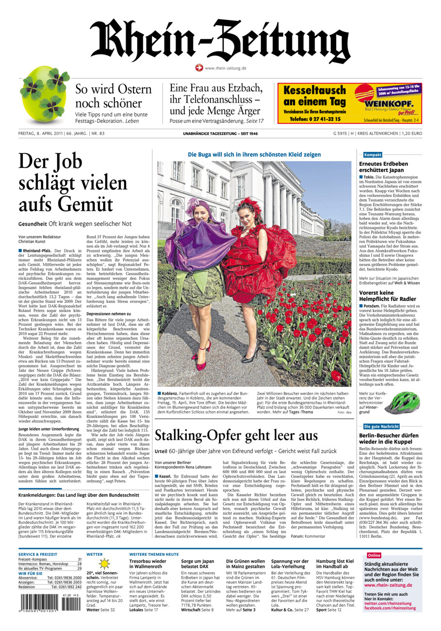 Rhein-Zeitung Kreis Altenkirchen vom Freitag, 08.04.2011