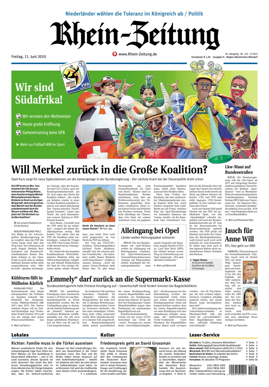 Rhein-Zeitung Kreis Altenkirchen vom Freitag, 11.06.2010