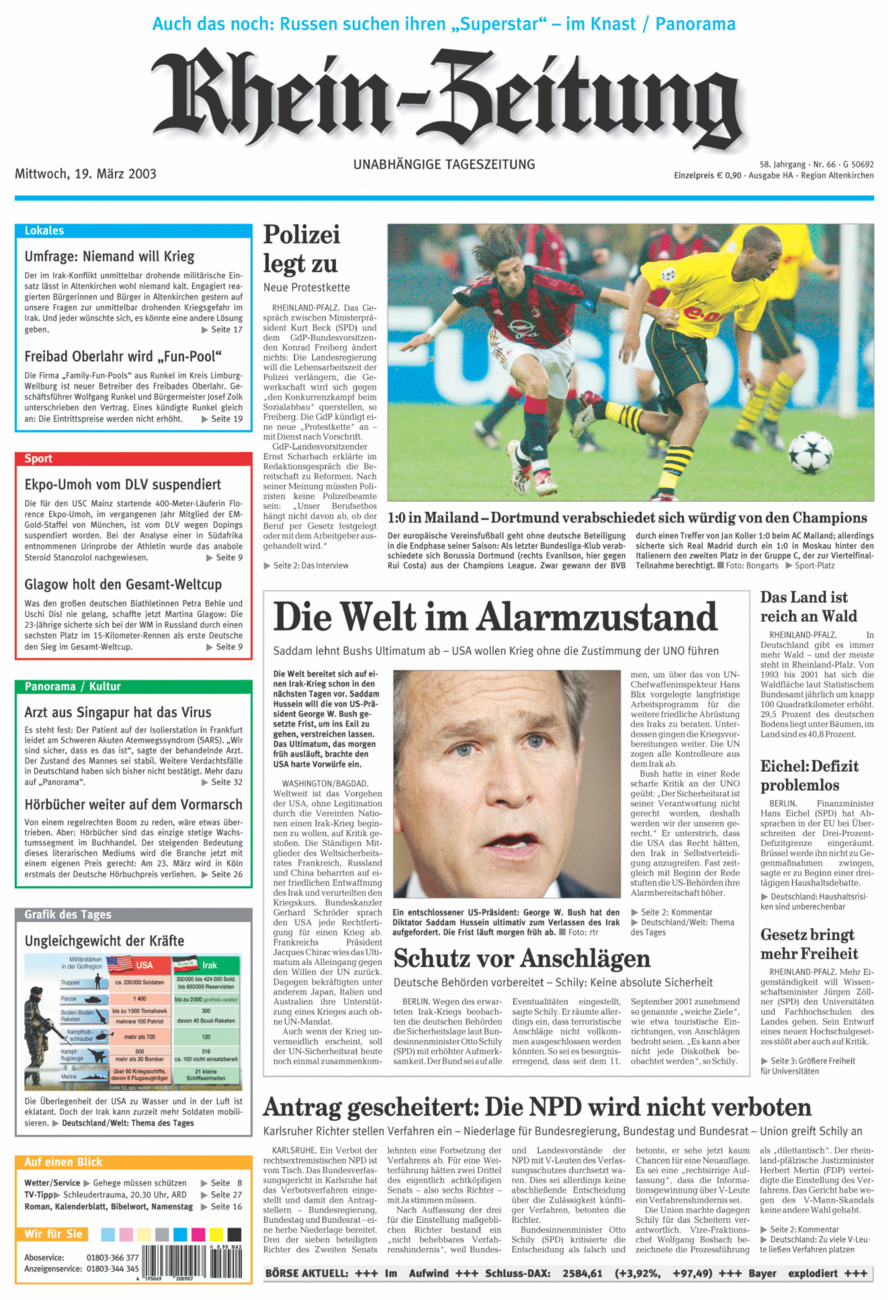 Rhein-Zeitung Kreis Altenkirchen vom Mittwoch, 19.03.2003