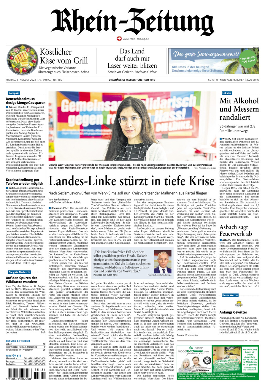 Rhein-Zeitung Kreis Altenkirchen vom Freitag, 05.08.2022