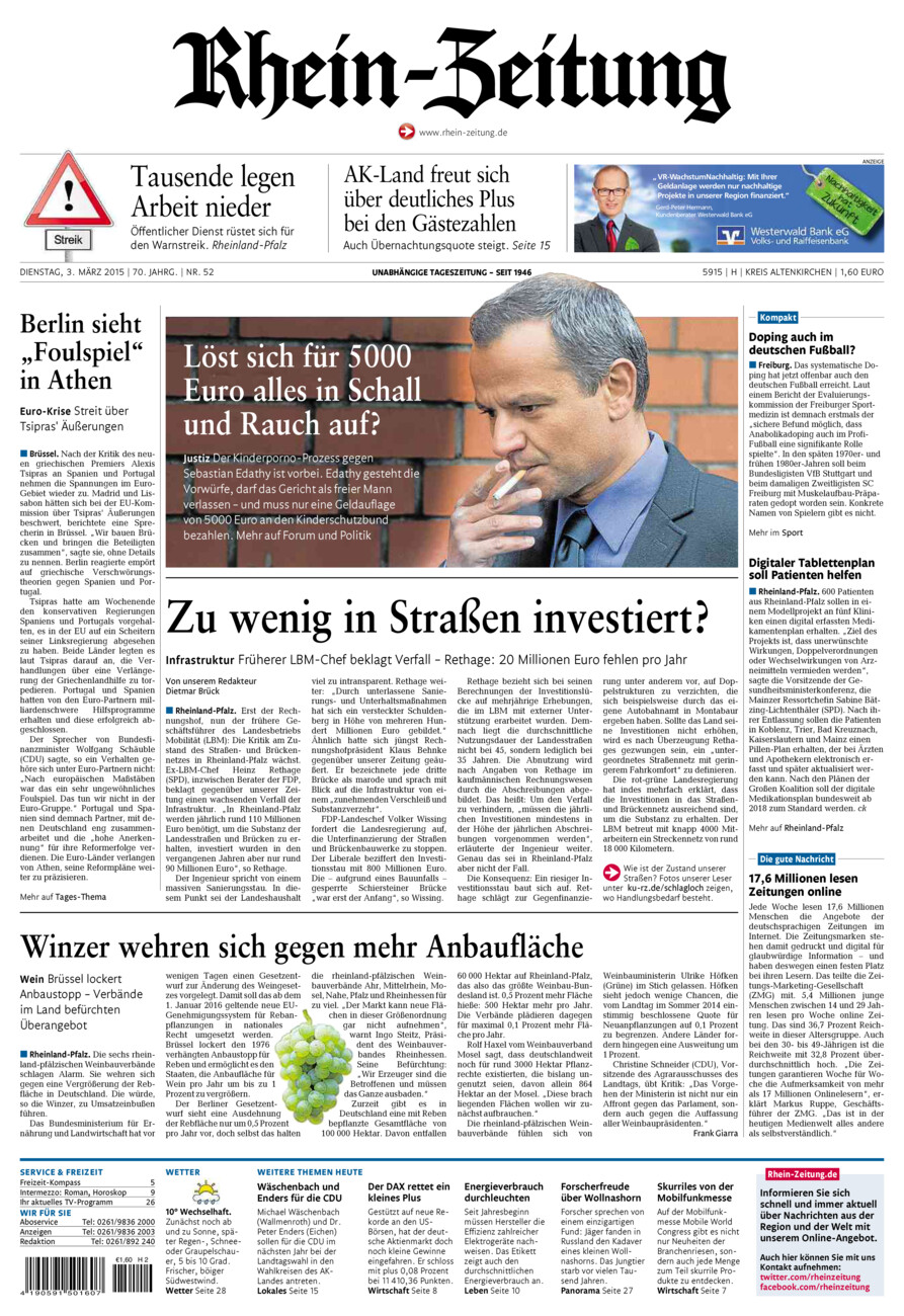 Rhein-Zeitung Kreis Altenkirchen vom Dienstag, 03.03.2015