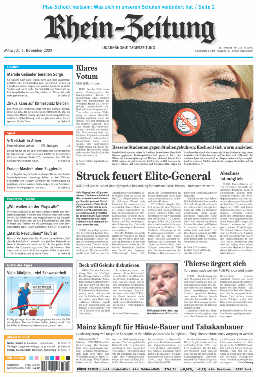 Rhein-Zeitung Kreis Altenkirchen vom Mittwoch, 05.11.2003