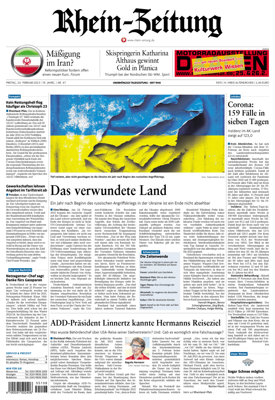 Rhein-Zeitung Kreis Altenkirchen vom Freitag, 24.02.2023
