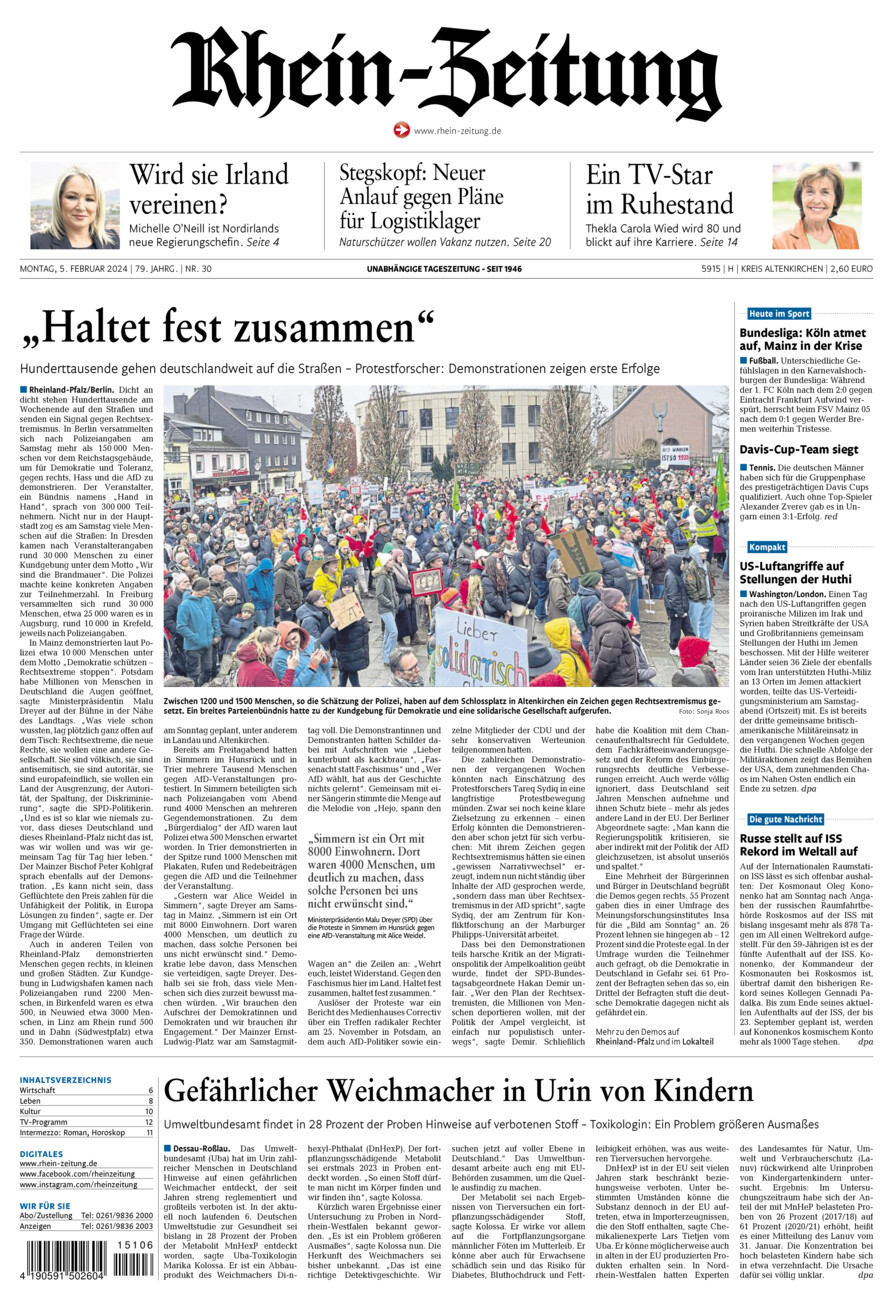 Rhein-Zeitung Kreis Altenkirchen vom Montag, 05.02.2024