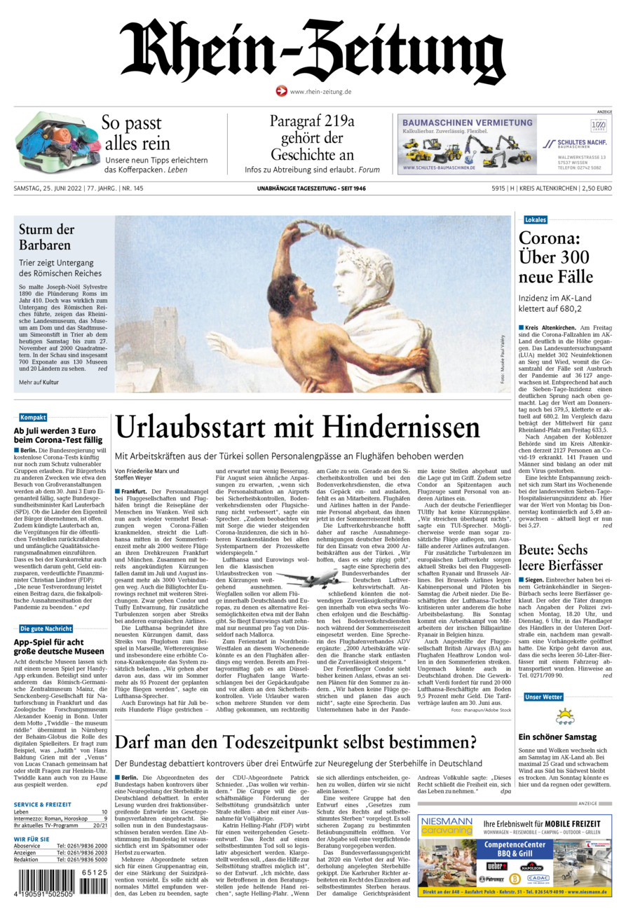 Rhein-Zeitung Kreis Altenkirchen vom Samstag, 25.06.2022
