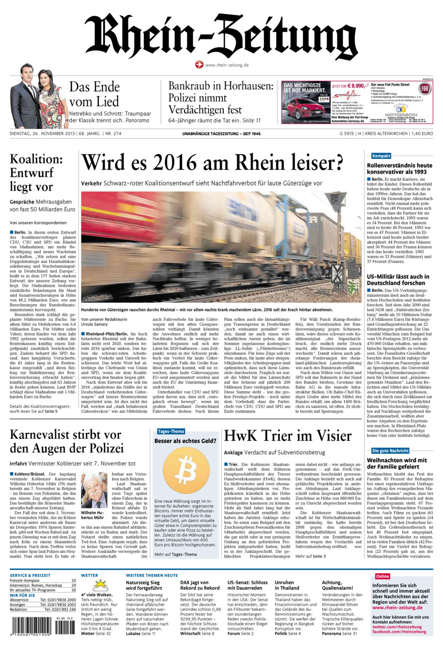 Rhein-Zeitung Kreis Altenkirchen vom Dienstag, 26.11.2013