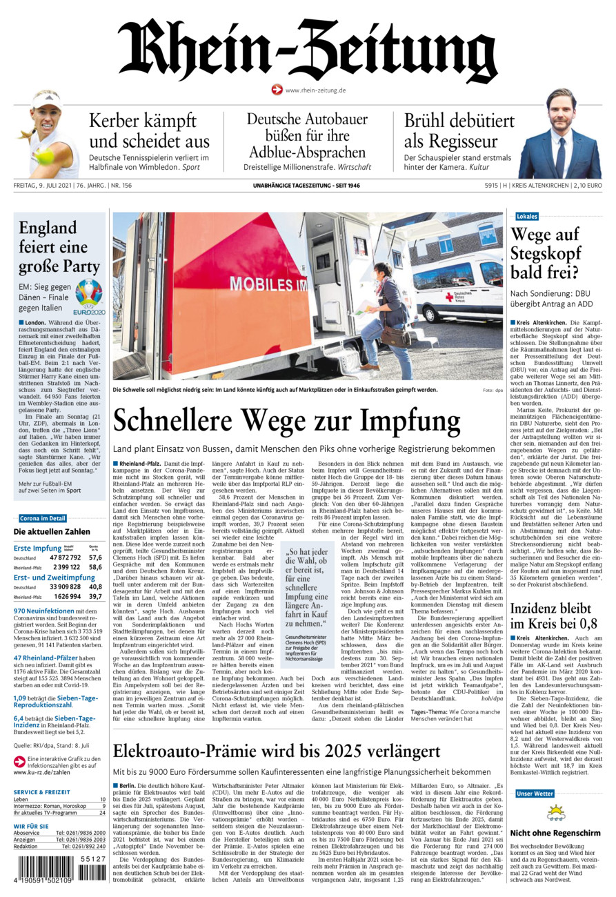 Rhein-Zeitung Kreis Altenkirchen vom Freitag, 09.07.2021