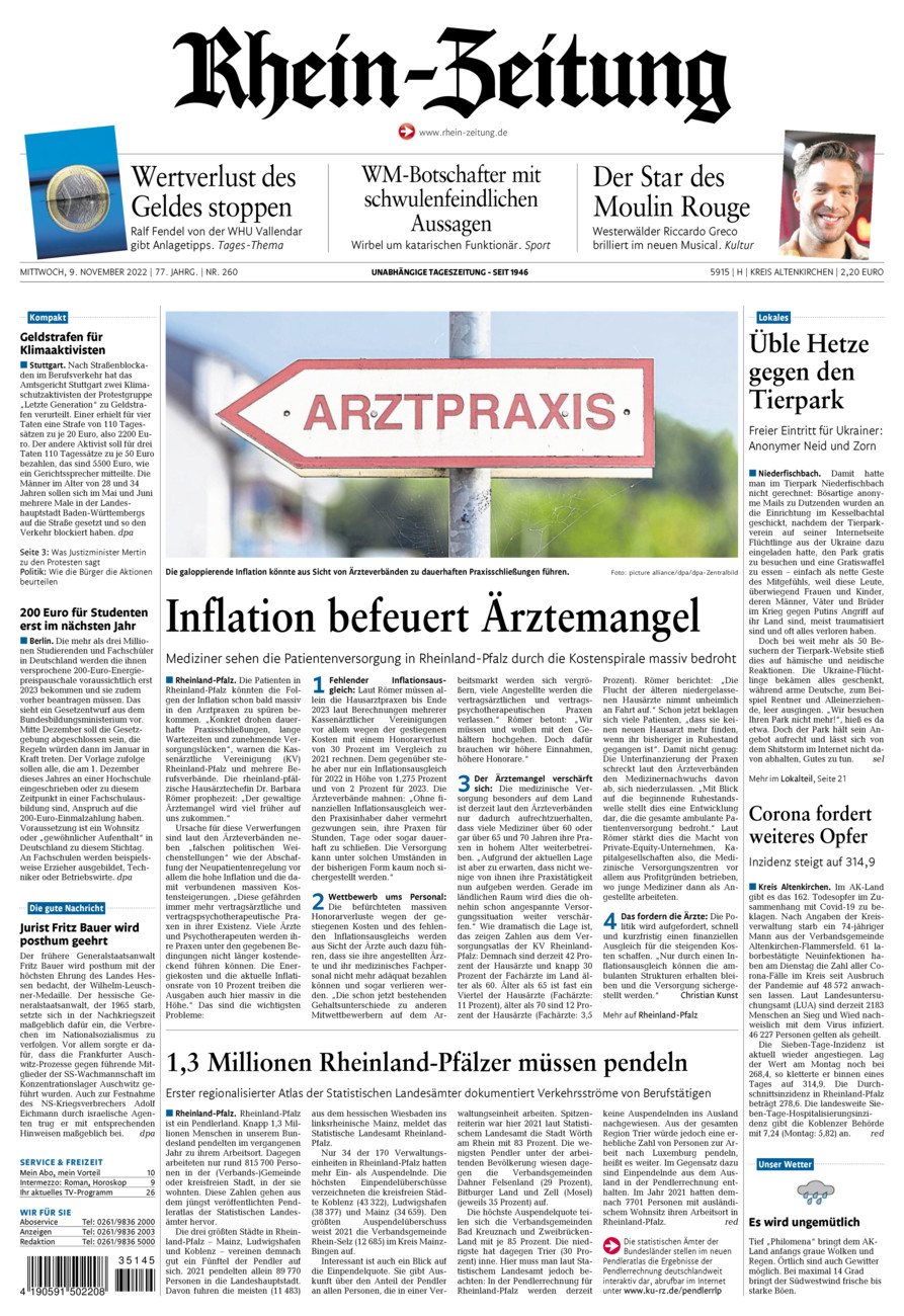 Rhein-Zeitung Kreis Altenkirchen vom Mittwoch, 09.11.2022
