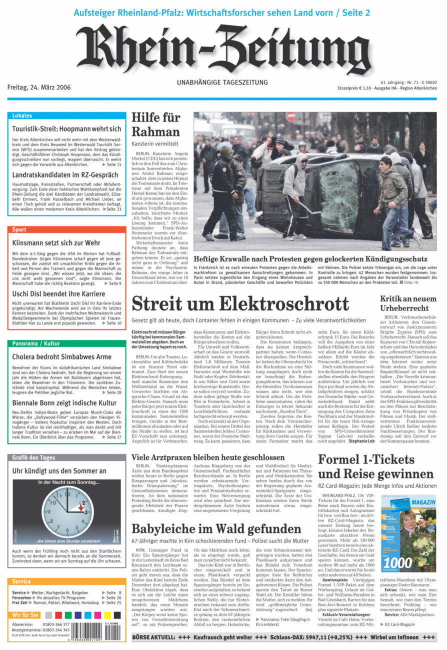 Rhein-Zeitung Kreis Altenkirchen vom Freitag, 24.03.2006