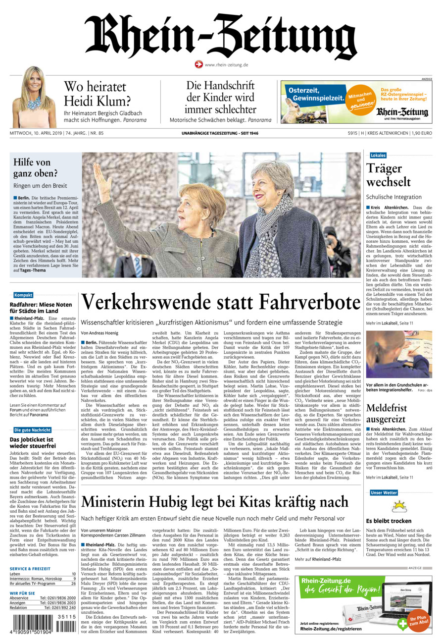 Rhein-Zeitung Kreis Altenkirchen vom Mittwoch, 10.04.2019