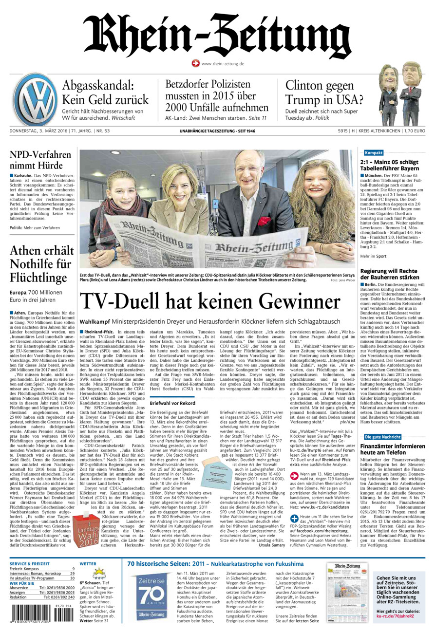 Rhein-Zeitung Kreis Altenkirchen vom Donnerstag, 03.03.2016